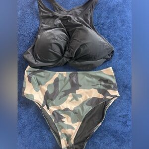 Black and Camouflage Bikini Set size xxl never worn